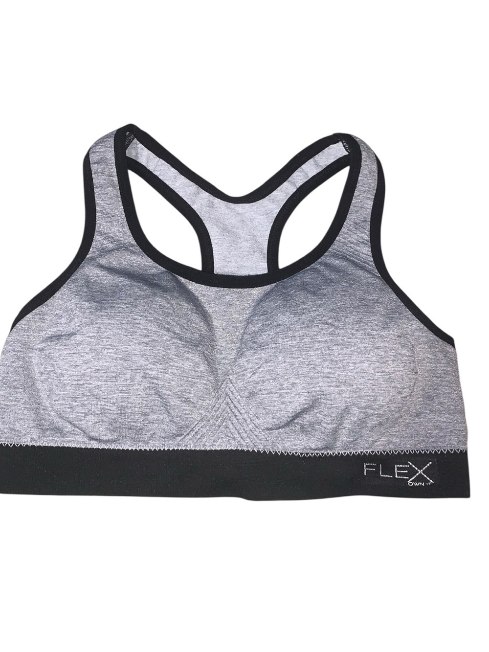 Flex Own It Sport Grey & Black Racerback Sports Bra Padded 1X